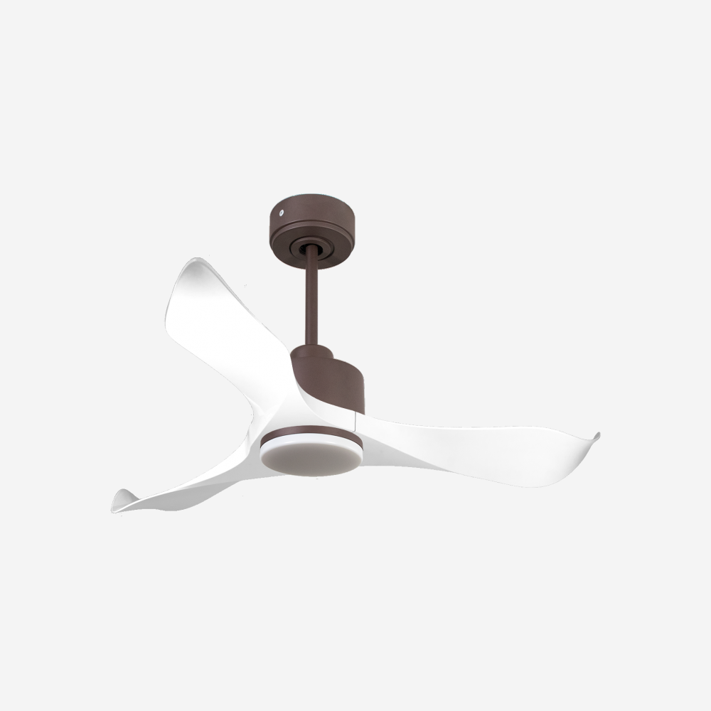 Ventilatore da soffitto Reversibile Termostato Dimmabile Wifi Motore CC Tetti inclinati Telecomando Luce a tre toni Adattatore 2/3 lame Hypersilence Memoria
