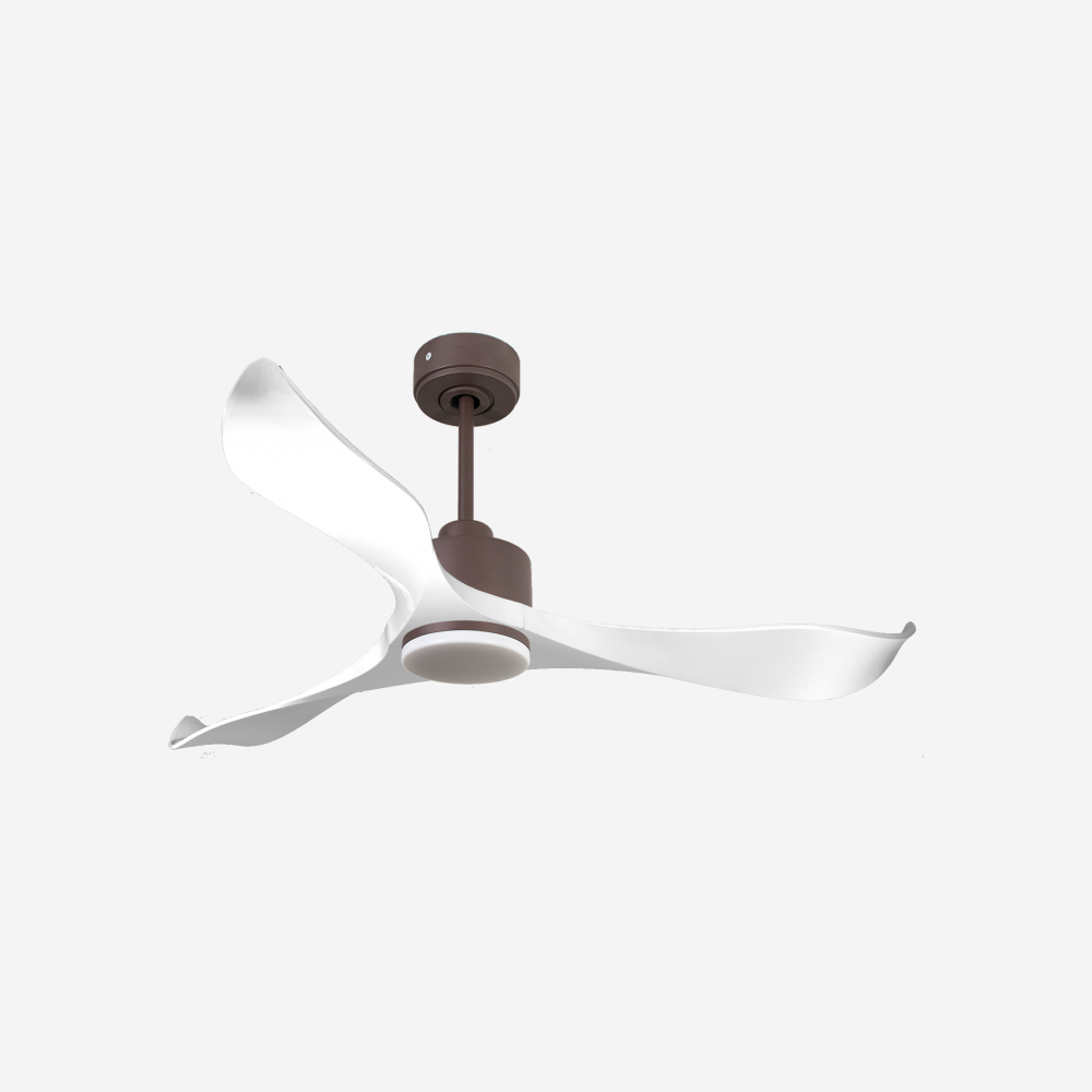 Ventilatore da soffitto Reversibile Termostato Dimmabile Wifi Motore CC Tetti inclinati Telecomando Luce a tre toni Adattatore 2/3 lame Hypersilence Memoria
