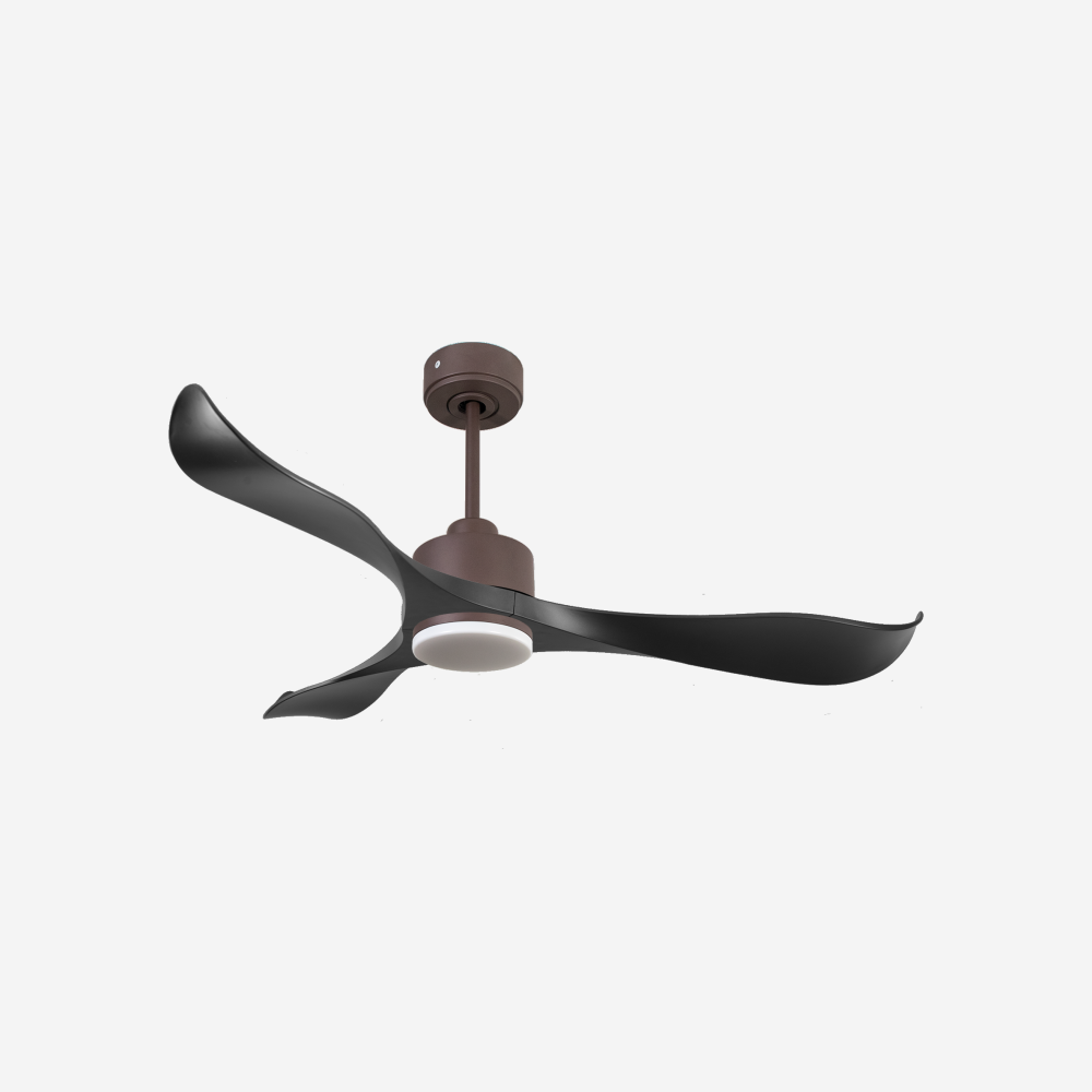 Ventilatore da soffitto Reversibile Termostato Dimmabile Wifi Motore CC Tetti inclinati Telecomando Luce a tre toni Adattatore 2/3 lame Hypersilence Memoria