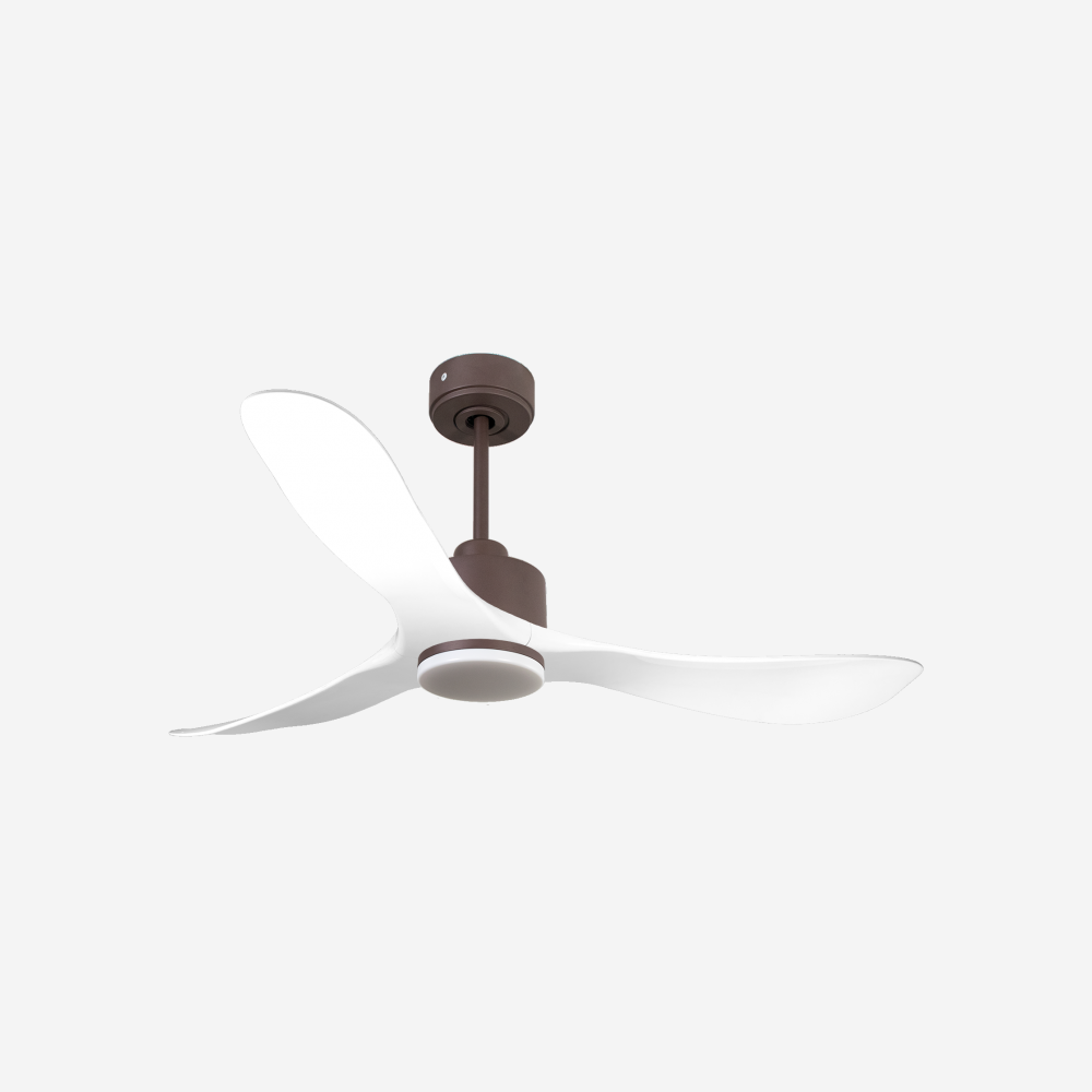 Ventilatore da soffitto Reversibile Termostato Dimmabile Wifi Motore CC Tetti inclinati Telecomando Luce a tre toni Hypersilence Memoria