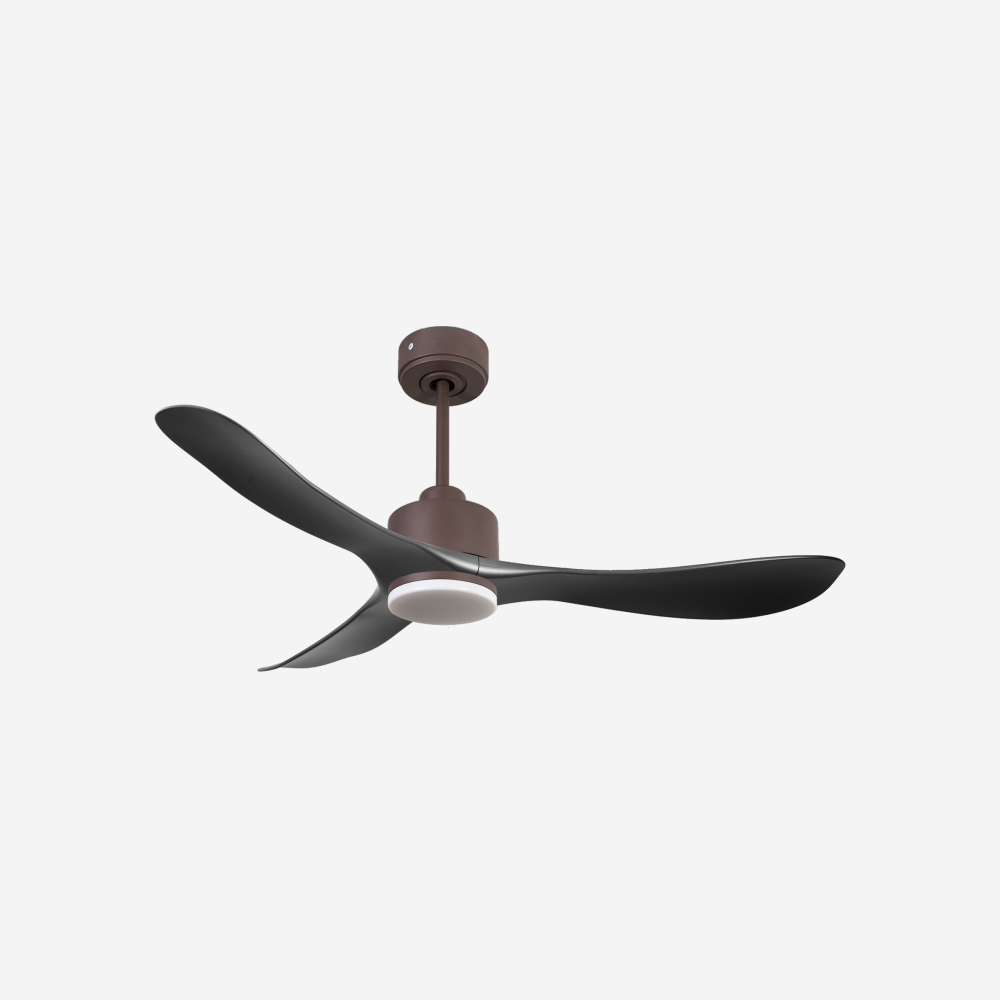 Ventilatore da soffitto Reversibile Termostato Dimmabile Wifi Motore CC Tetti inclinati Telecomando Luce a tre toni Hypersilence Memoria