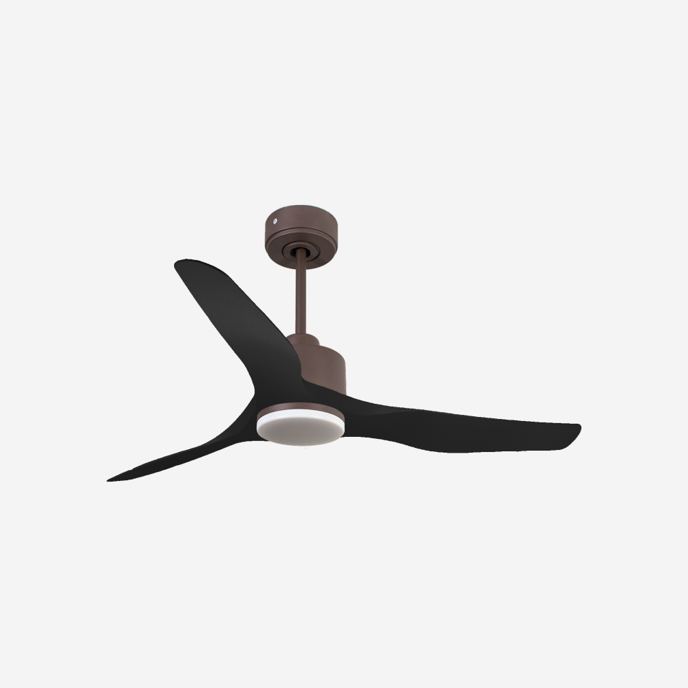 Ventilatore da soffitto Reversibile Termostato Dimmabile Wifi Motore CC Tetti inclinati Telecomando Luce a tre toni Adattatore 2/3 lame Hypersilence Memoria