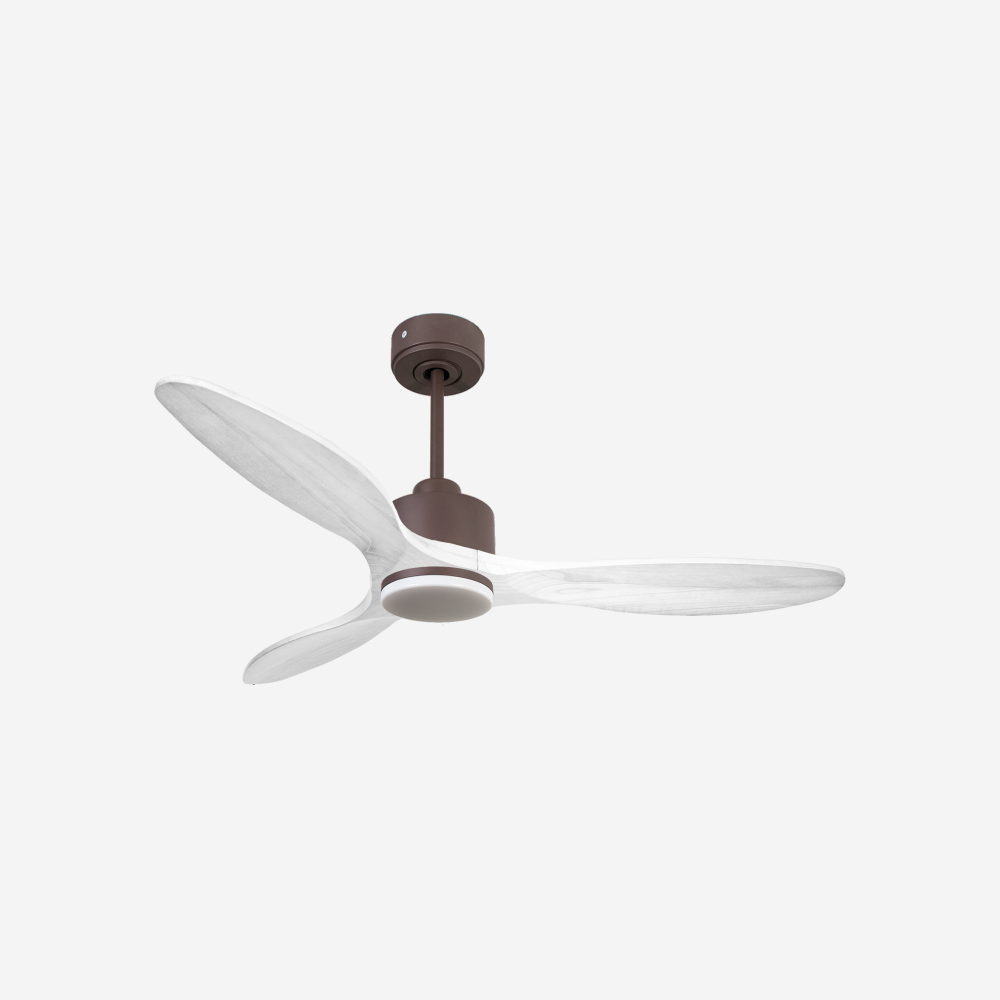 Ventilatore da soffitto Reversibile Termostato Dimmabile Wifi Motore CC Tetti inclinati Telecomando Luce a tre toni Hypersilence Memoria Shopify Vendible (AUTOMATICO)