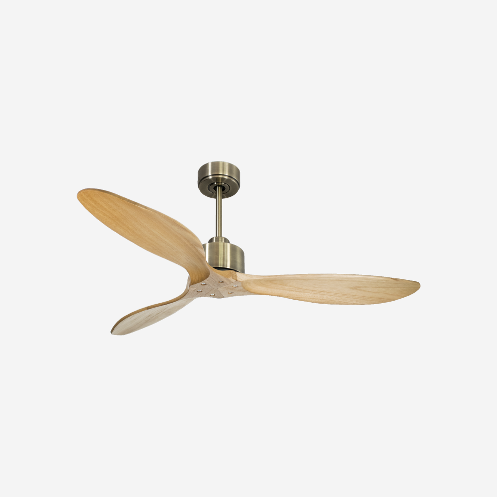 Ventilateur de plafond Réversible  Thermostat Wifi Moteur à courant continu Toits en pente Télécommande Hypersilence Mémoire FullWood