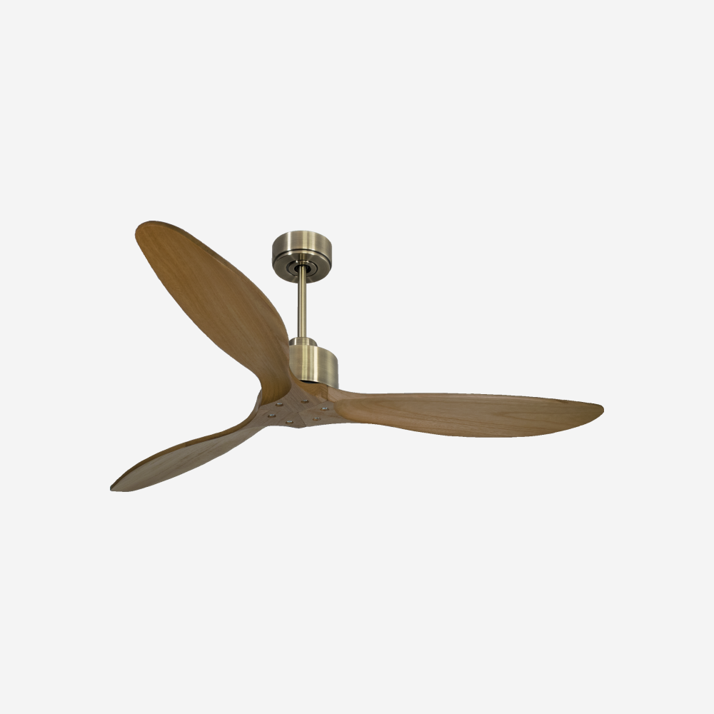 Ventilateur de plafond Réversible  Thermostat Wifi Moteur à courant continu Toits en pente Télécommande Hypersilence Mémoire FullWood