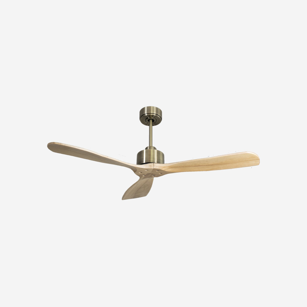 Ventilatore da soffitto Reversibile Termostato Wifi Motore CC Tetti inclinati Telecomando Hypersilence Memoria FullWood