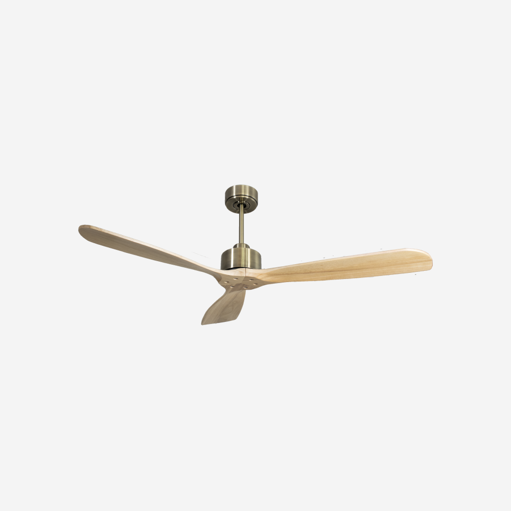 Ventilatore da soffitto Reversibile Termostato Wifi Motore CC Tetti inclinati Telecomando Hypersilence Memoria FullWood