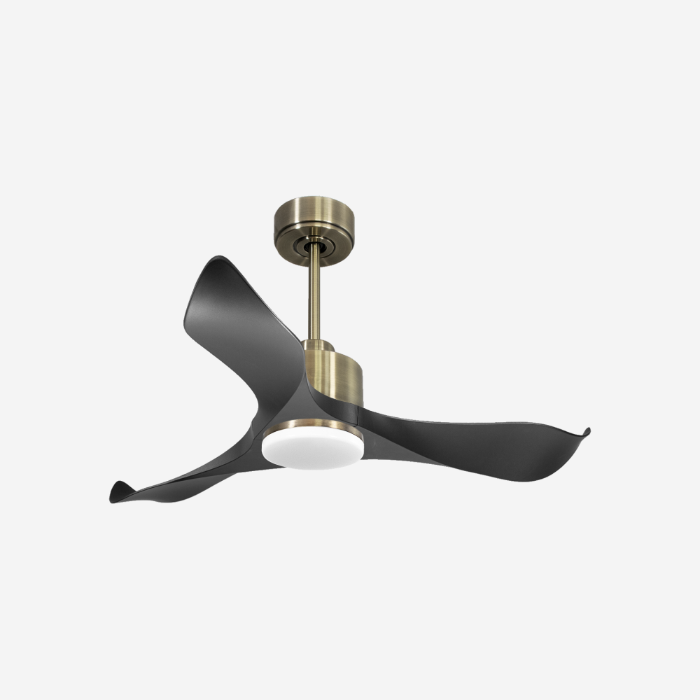 Ventilatore da soffitto Reversibile Termostato Dimmabile Wifi Motore CC Tetti inclinati Telecomando Luce a tre toni Adattatore 2/3 lame Hypersilence Memoria