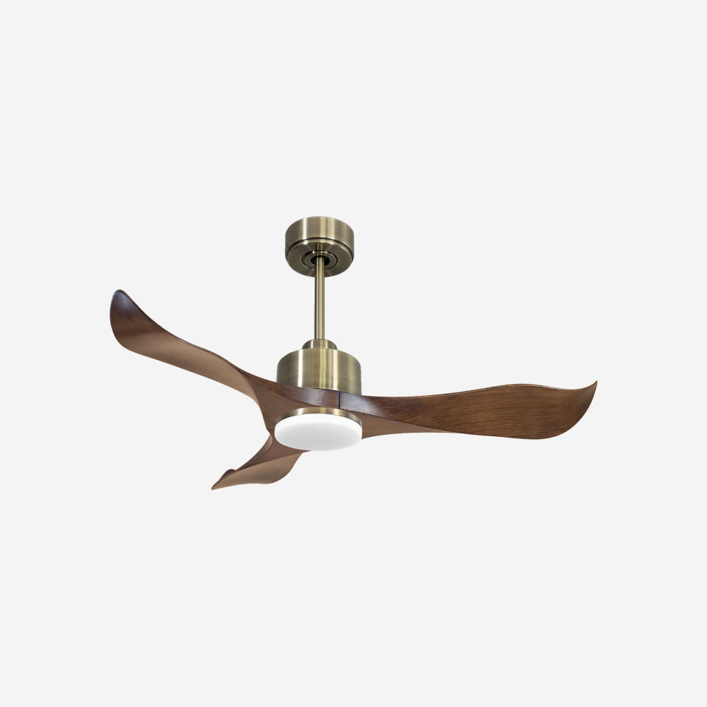 Ventilatore da soffitto Reversibile Termostato Dimmabile Wifi Motore CC Tetti inclinati Telecomando Luce a tre toni Adattatore 2/3 lame Hypersilence Memoria