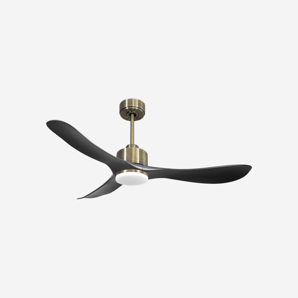 Ventilateur de plafond Réversible  Thermostat Dimmable Wifi Moteur à courant continu Toits en pente Télécommande Lumière à trois tons Hypersilence Mémoire