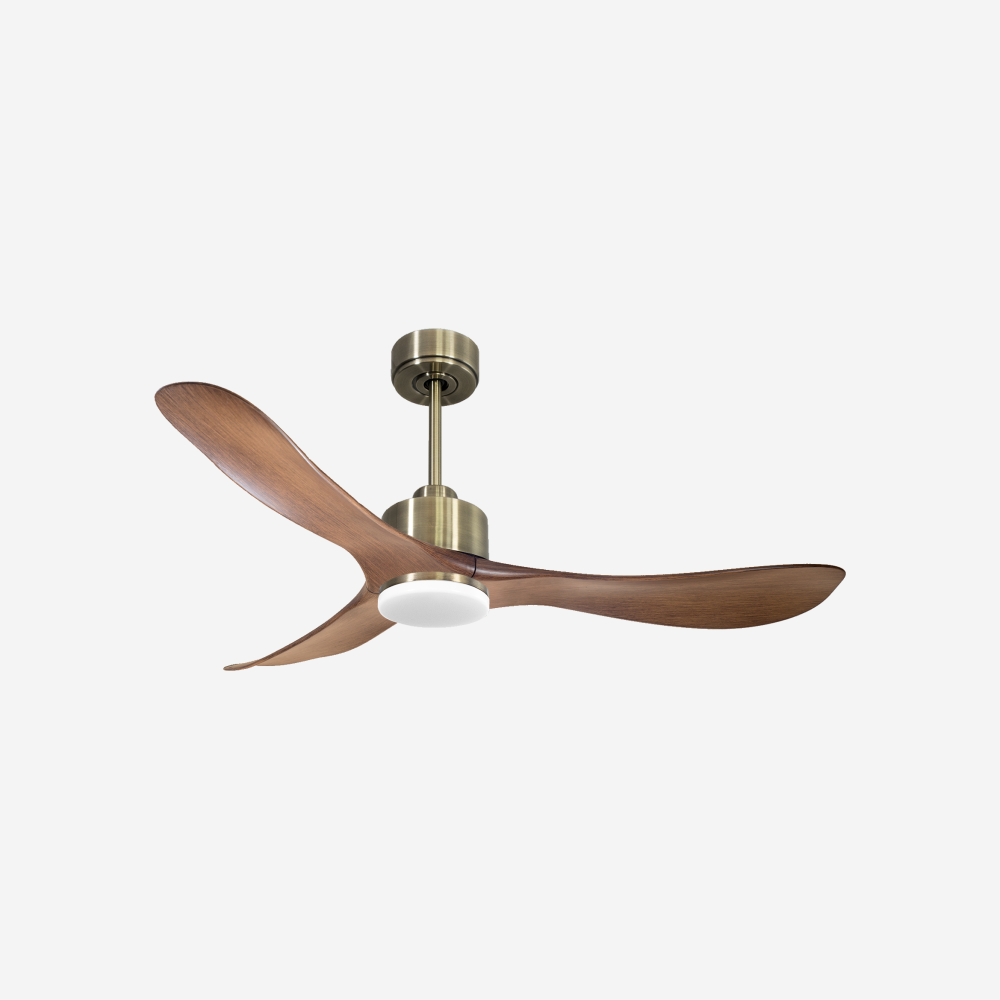 Ventilatore da soffitto Reversibile Termostato Dimmabile Wifi Motore CC Tetti inclinati Telecomando Luce a tre toni Hypersilence Memoria