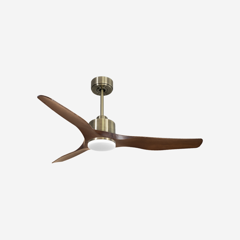 Ventilateur de plafond Réversible  Thermostat Dimmable Wifi Moteur à courant continu Toits en pente Télécommande Lumière à trois tons Adaptateur 2/3 Lames