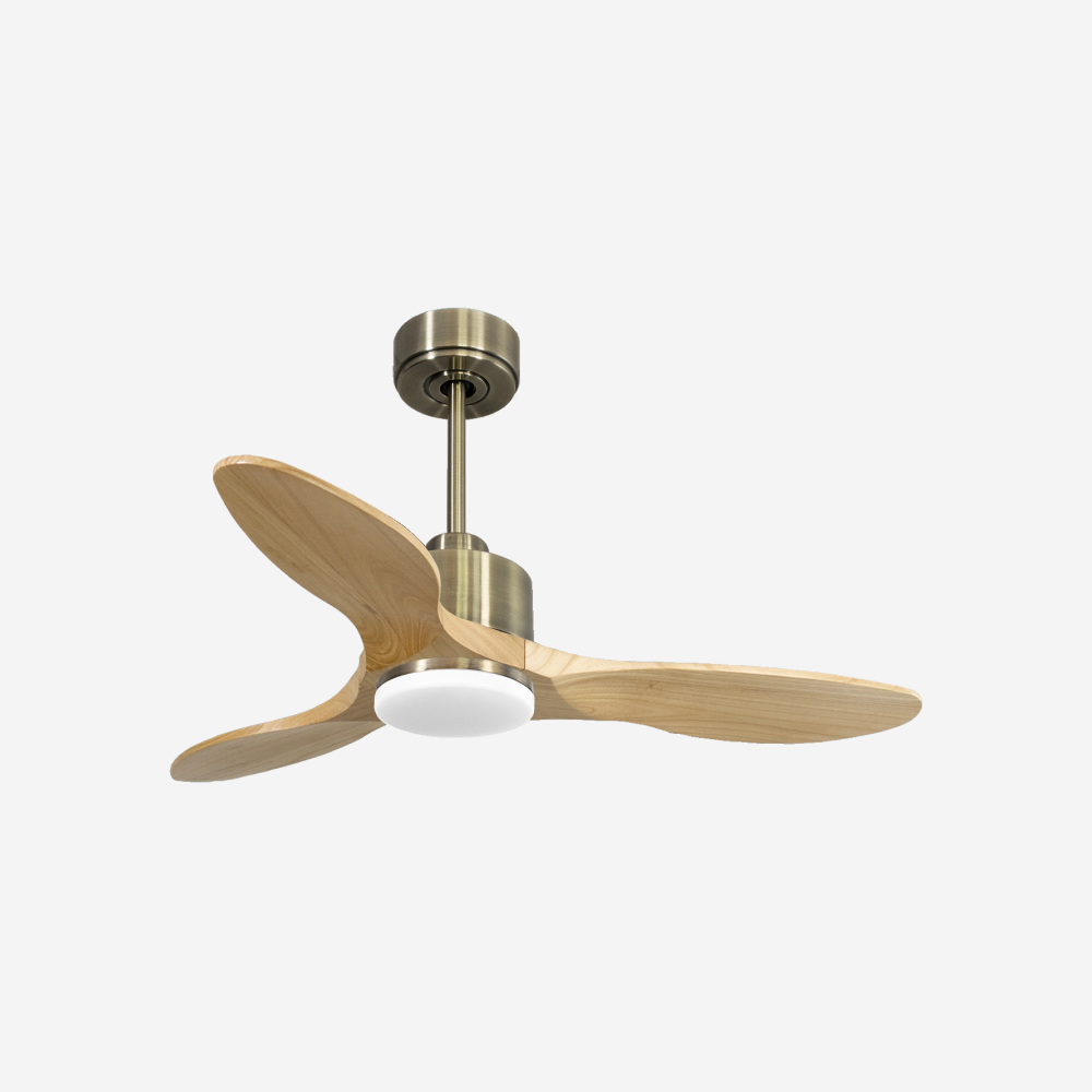 Ventilateur de plafond Réversible  Thermostat Dimmable Wifi Moteur à courant continu Toits en pente Télécommande Lumière à trois tons Hypersilence Mémoire