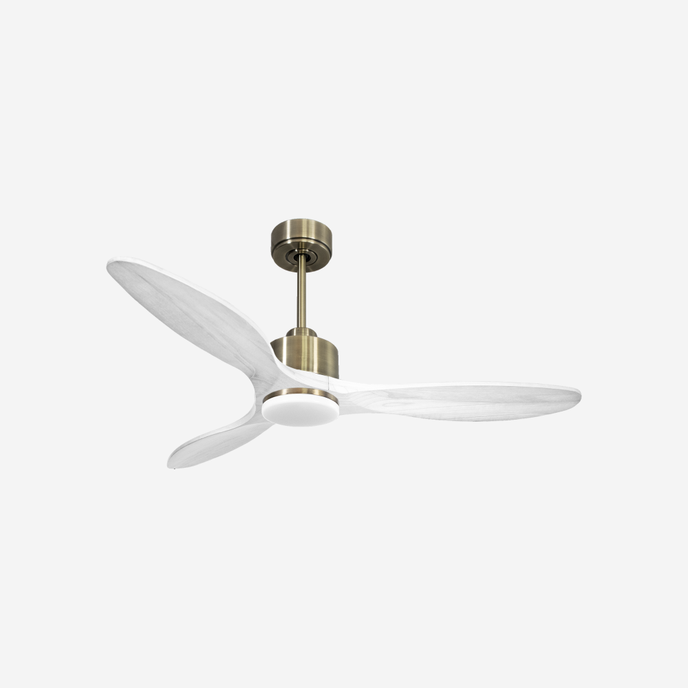 Ventilatore da soffitto Reversibile Termostato Dimmabile Wifi Motore CC Tetti inclinati Telecomando Luce a tre toni Hypersilence Memoria Shopify Vendible (AUTOMATICO)