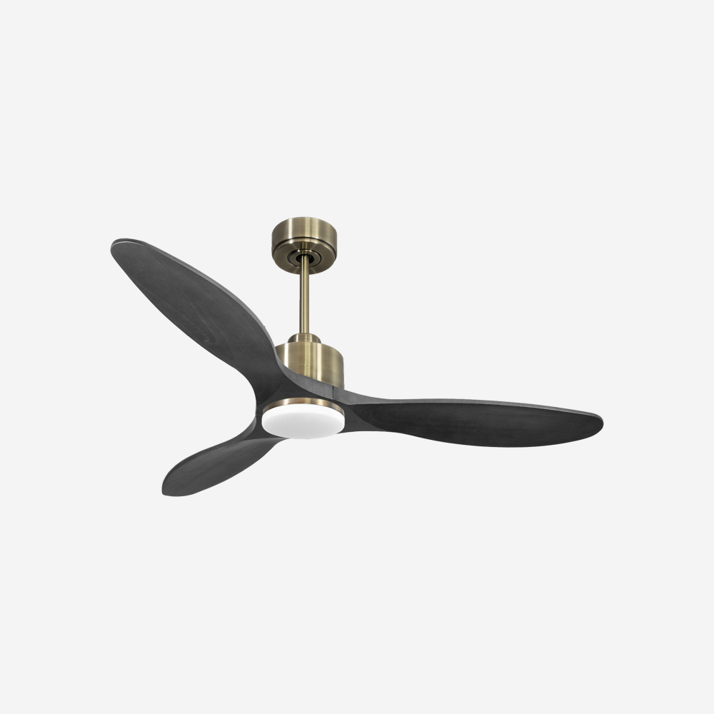 Ventilateur de plafond Réversible  Thermostat Dimmable Wifi Moteur à courant continu Toits en pente Télécommande Lumière à trois tons Hypersilence Mémoire
