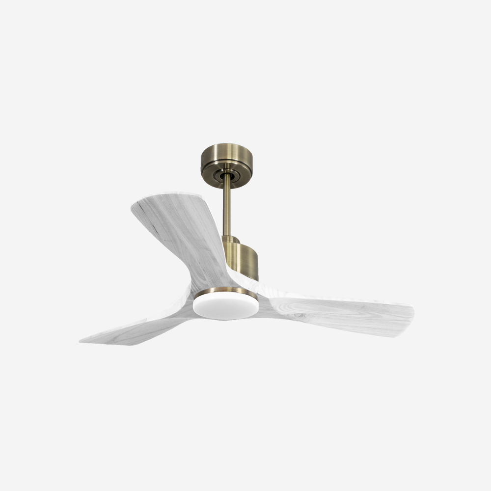 Ventilatore da soffitto Reversibile Termostato Dimmabile Wifi Motore CC Tetti inclinati Telecomando Luce a tre toni Hypersilence Memoria Shopify Vendible (AUTOMATICO)
