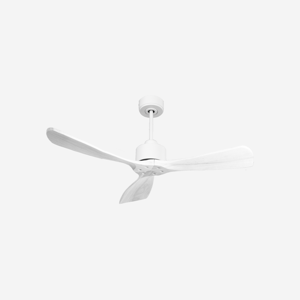 Ventilatore da soffitto Reversibile Termostato Wifi Motore CC Tetti inclinati Telecomando Hypersilence Memoria FullWood