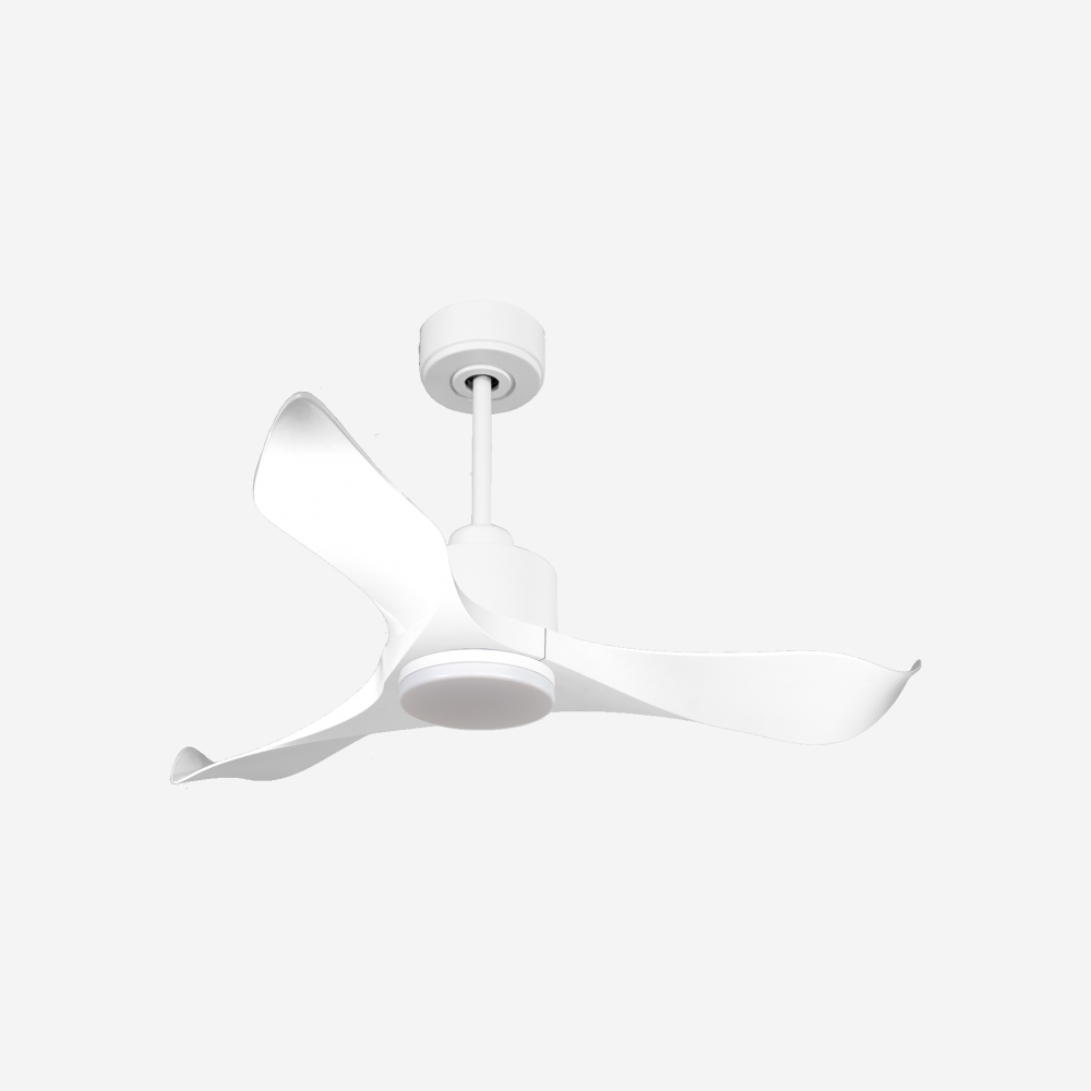 Ventilateur de plafond Réversible  Thermostat Dimmable Wifi Moteur à courant continu Toits en pente Télécommande Lumière à trois tons Adaptateur 2/3 Lames