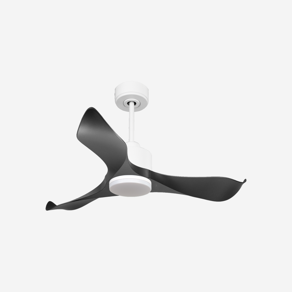 Ventilateur de plafond Réversible  Thermostat Dimmable Wifi Moteur à courant continu Toits en pente Télécommande Lumière à trois tons Adaptateur 2/3 Lames