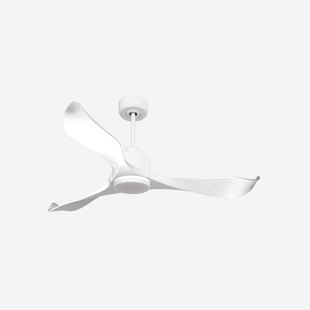 Ventilateur de plafond Réversible  Thermostat Dimmable Wifi Moteur à courant continu Toits en pente Télécommande Lumière à trois tons Adaptateur 2/3 Lames