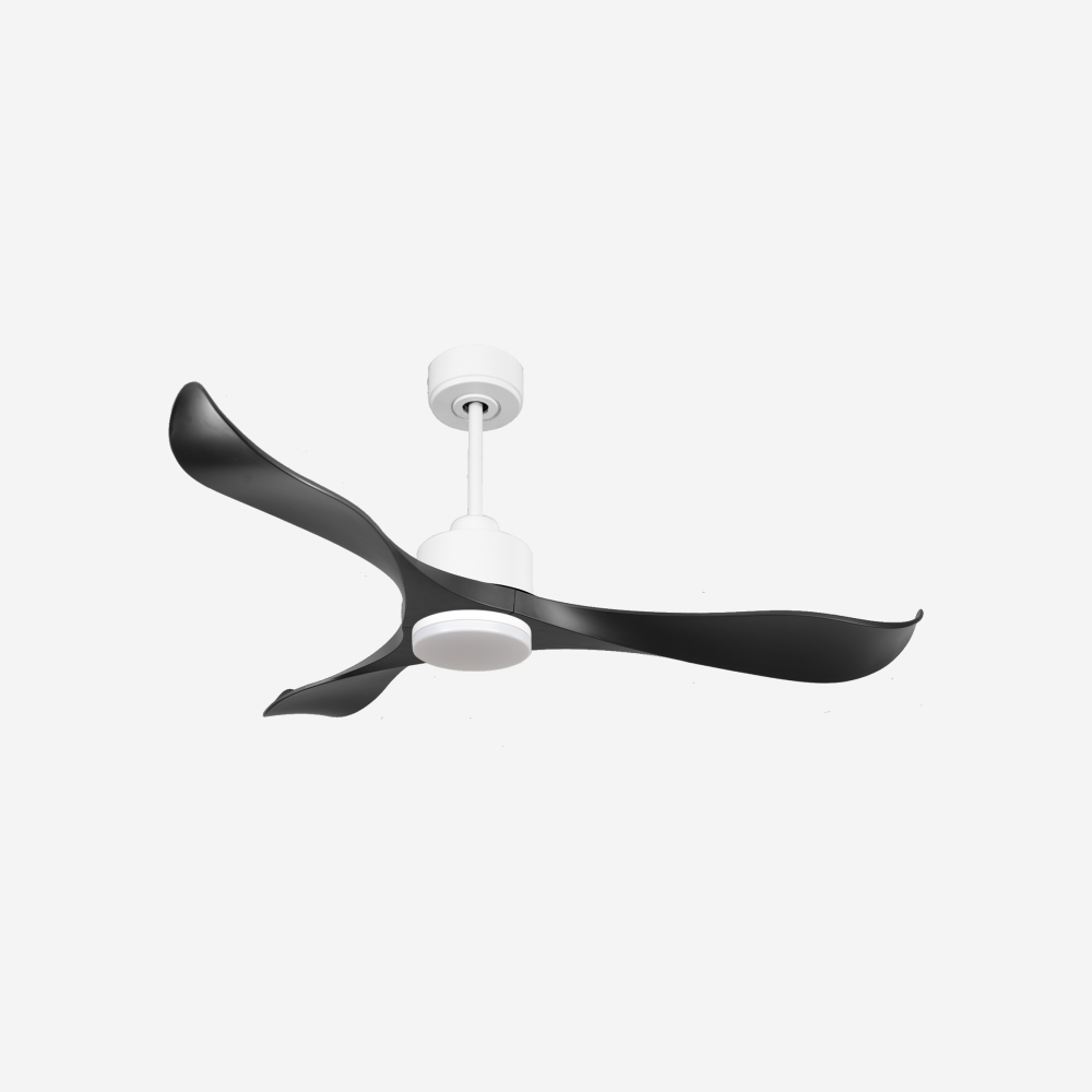 Ventilateur de plafond Réversible  Thermostat Dimmable Wifi Moteur à courant continu Toits en pente Télécommande Lumière à trois tons Adaptateur 2/3 Lames