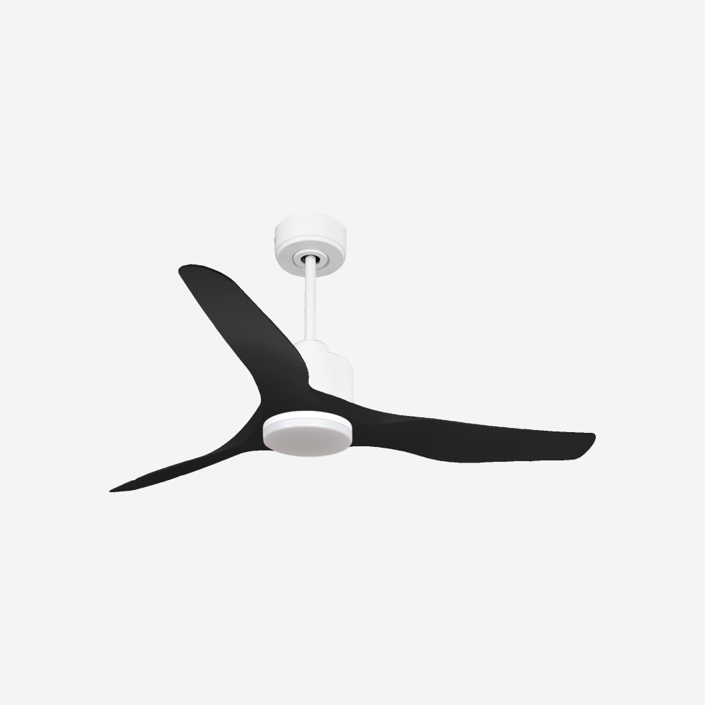 Ventilatore da soffitto Reversibile Termostato Dimmabile Wifi Motore CC Tetti inclinati Telecomando Luce a tre toni Adattatore 2/3 lame Hypersilence Memoria