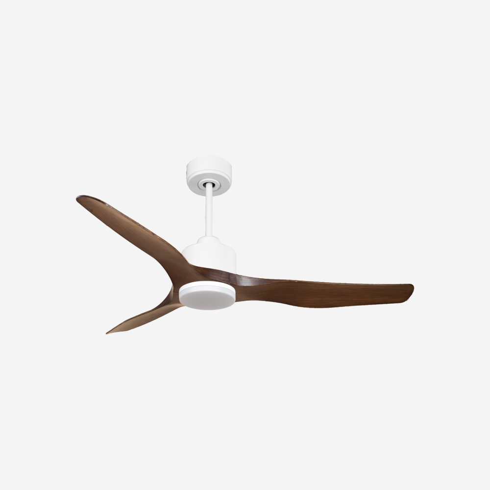 Ventilatore da soffitto Reversibile Termostato Dimmabile Wifi Motore CC Tetti inclinati Telecomando Luce a tre toni Adattatore 2/3 lame Hypersilence Memoria