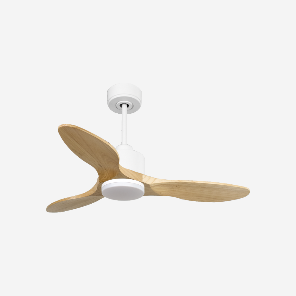 Ventilatore da soffitto Reversibile Termostato Dimmabile Wifi Motore CC Tetti inclinati Telecomando Luce a tre toni Hypersilence Memoria