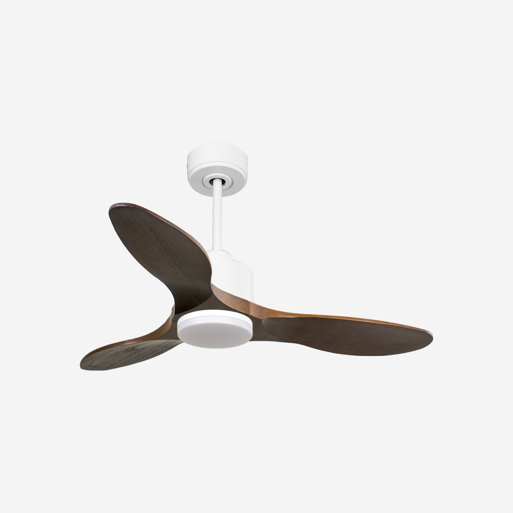 Ventilatore da soffitto Reversibile Termostato Dimmabile Wifi Motore CC Tetti inclinati Telecomando Luce a tre toni Hypersilence Memoria