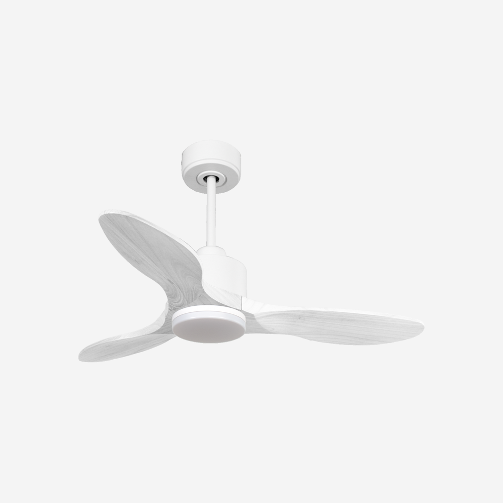 Ventilatore da soffitto Reversibile Termostato Dimmabile Wifi Motore CC Tetti inclinati Telecomando Luce a tre toni Hypersilence Memoria Shopify Vendible (AUTOMATICO)