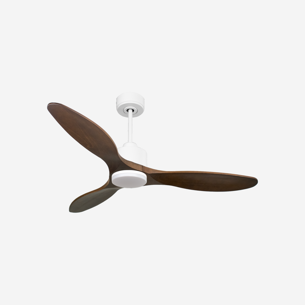 Ventilatore da soffitto Reversibile Termostato Dimmabile Wifi Motore CC Tetti inclinati Telecomando Luce a tre toni Hypersilence Memoria