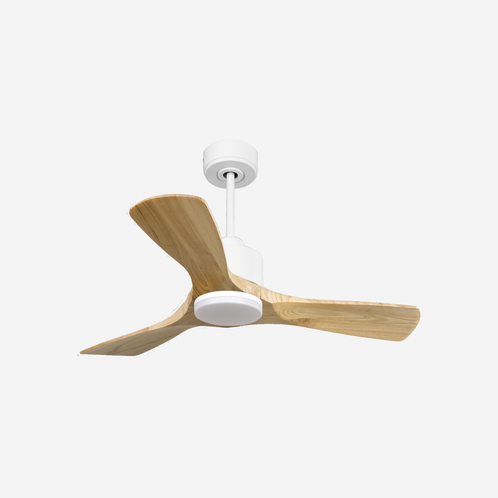 Ventilatore da soffitto Reversibile Termostato Dimmabile Wifi Motore CC Tetti inclinati Telecomando Luce a tre toni Hypersilence Memoria