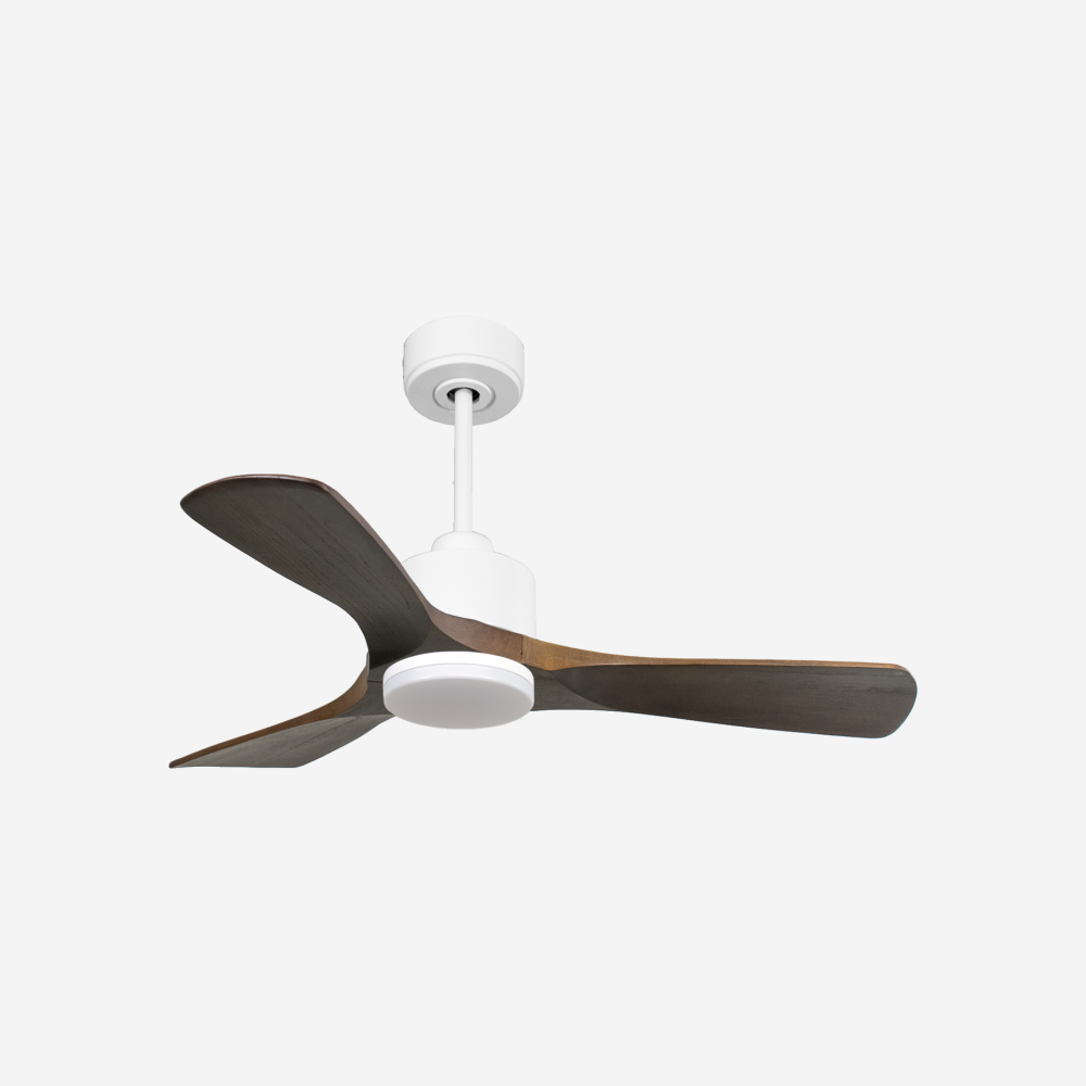 Ventilatore da soffitto Reversibile Termostato Dimmabile Wifi Motore CC Tetti inclinati Telecomando Luce a tre toni Hypersilence Memoria
