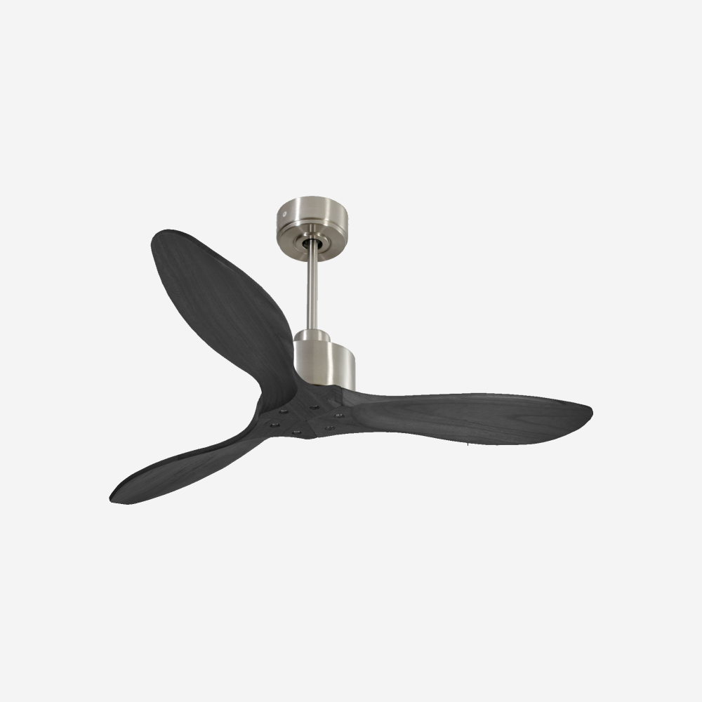 Ventilatore da soffitto Reversibile Termostato Wifi Motore CC Tetti inclinati Telecomando Hypersilence Memoria FullWood