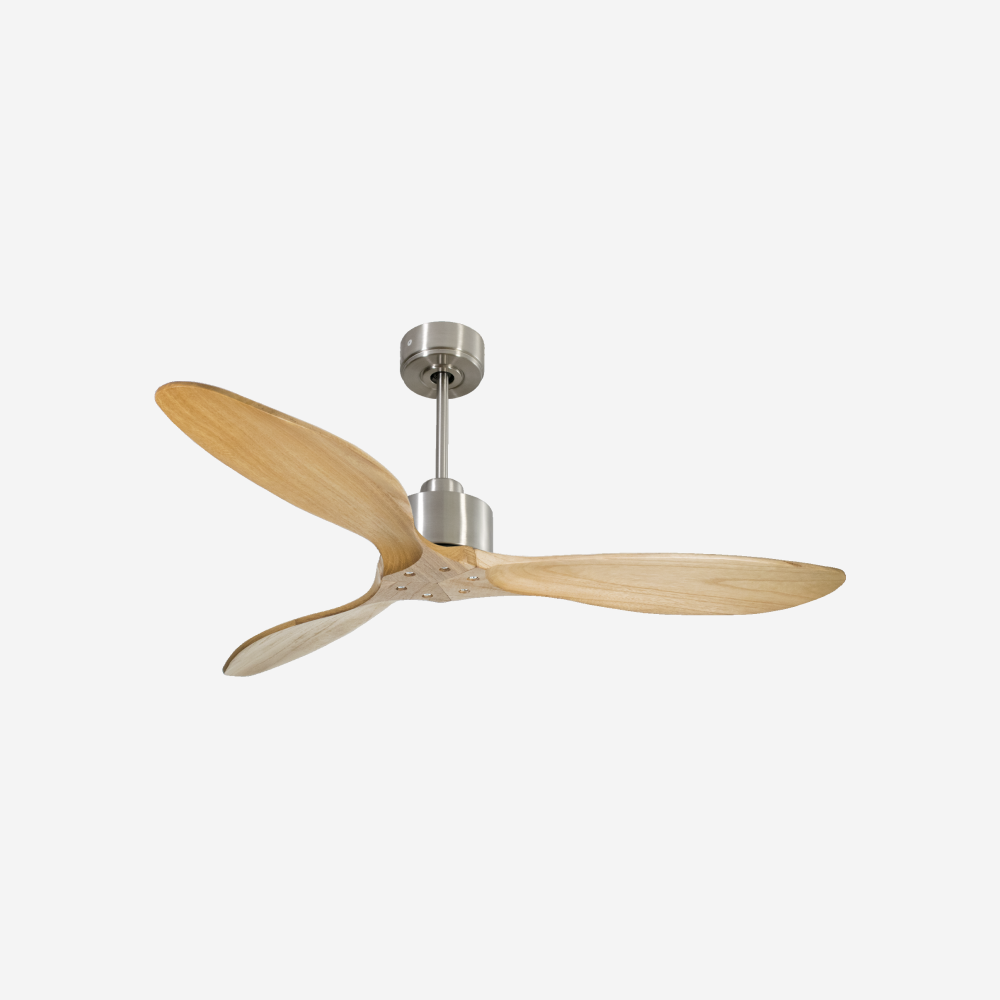 Ventilateur de plafond Réversible  Thermostat Wifi Moteur à courant continu Toits en pente Télécommande Hypersilence Mémoire FullWood