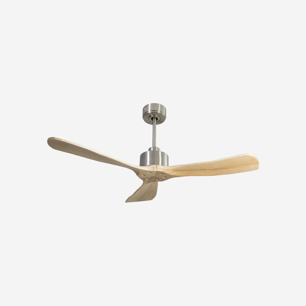 Ventilateur de plafond Réversible  Thermostat Wifi Moteur à courant continu Toits en pente Télécommande Hypersilence Mémoire FullWood