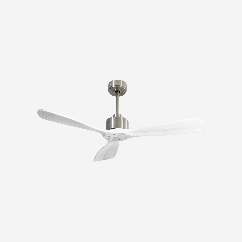 Ventilatore da soffitto Reversibile Termostato Wifi Motore CC Tetti inclinati Telecomando Hypersilence Memoria FullWood Shopify Vendible (AUTOMATICO)