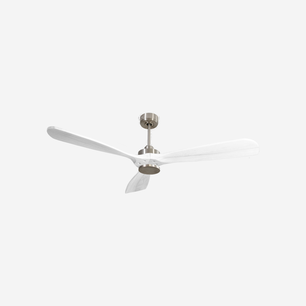 Ventilatore da soffitto Reversibile Termostato Wifi Motore CC Tetti inclinati Telecomando Hypersilence Memoria FullWood