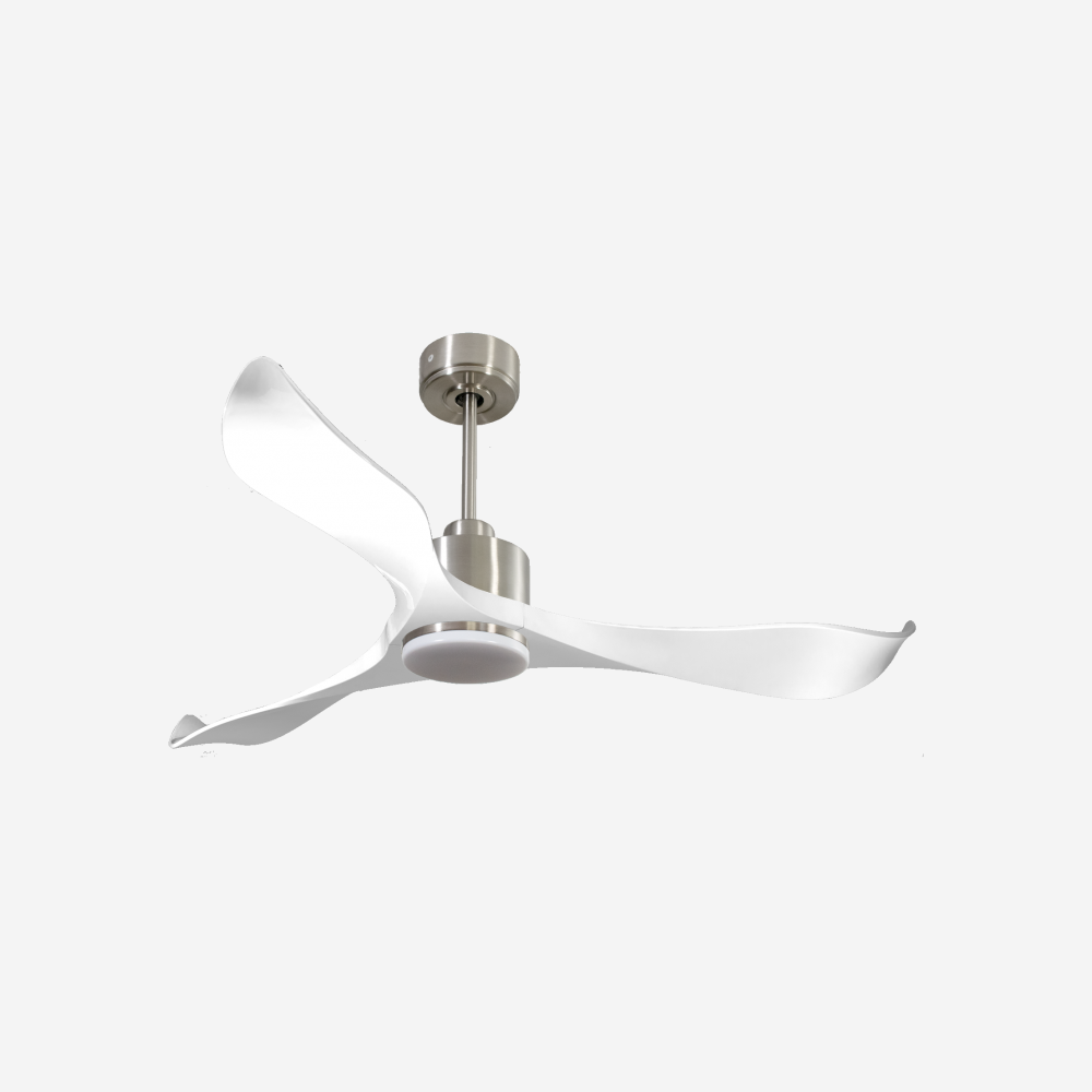 Ventilateur de plafond Réversible  Thermostat Dimmable Wifi Moteur à courant continu Toits en pente Télécommande Lumière à trois tons Adaptateur 2/3 Lames