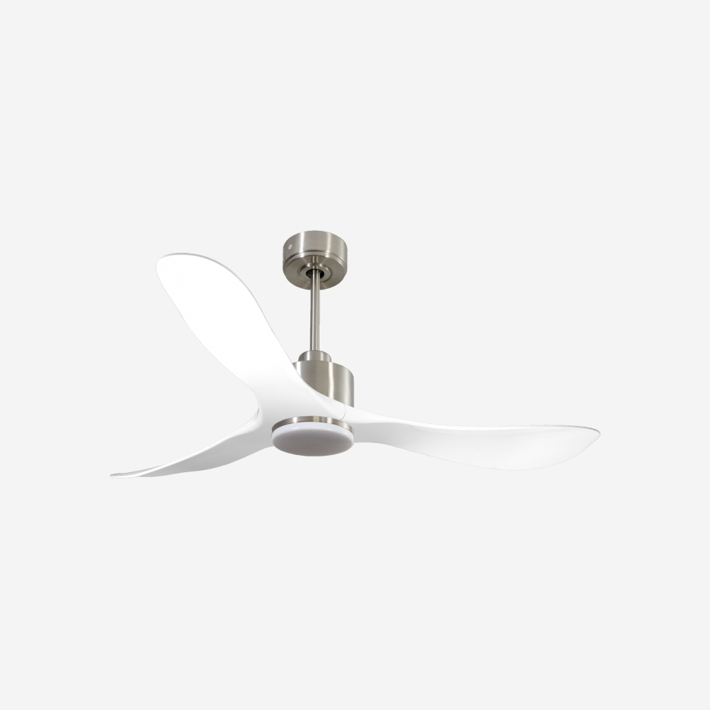 Ventilatore da soffitto Reversibile Termostato Dimmabile Wifi Motore CC Tetti inclinati Telecomando Luce a tre toni Hypersilence Memoria