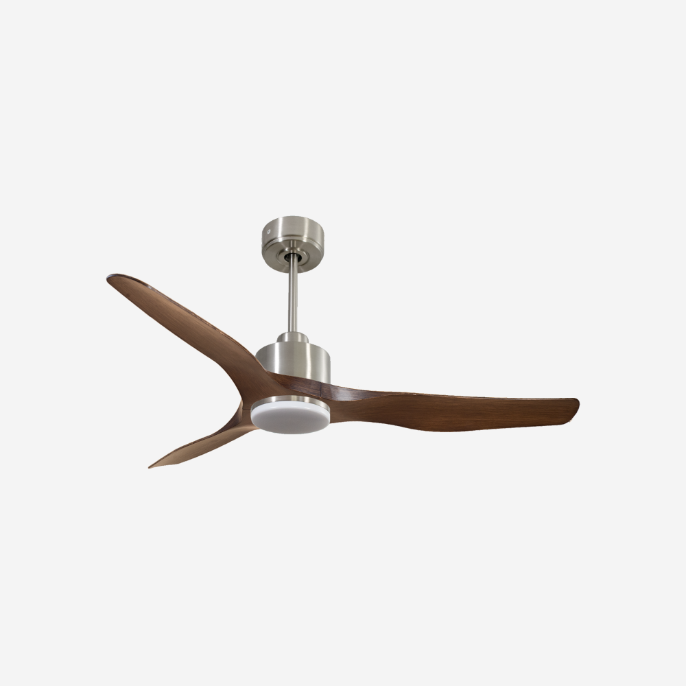Ventilateur de plafond Réversible  Thermostat Dimmable Wifi Moteur à courant continu Toits en pente Télécommande Lumière à trois tons Adaptateur 2/3 Lames