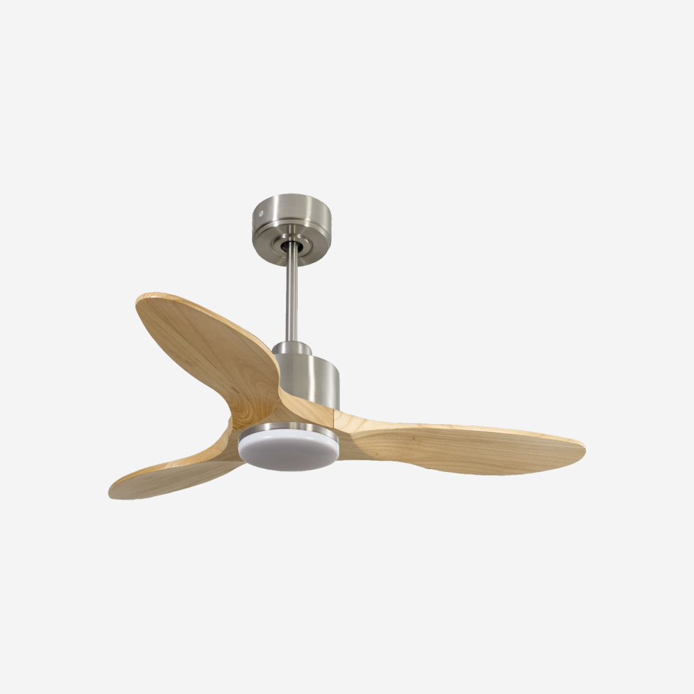 Ventilateur de plafond Réversible  Thermostat Dimmable Wifi Moteur à courant continu Toits en pente Télécommande Lumière à trois tons Hypersilence Mémoire