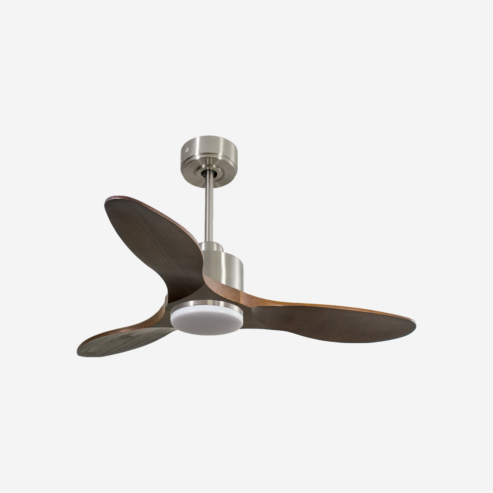 Ventilatore da soffitto Reversibile Termostato Dimmabile Wifi Motore CC Tetti inclinati Telecomando Luce a tre toni Hypersilence Memoria