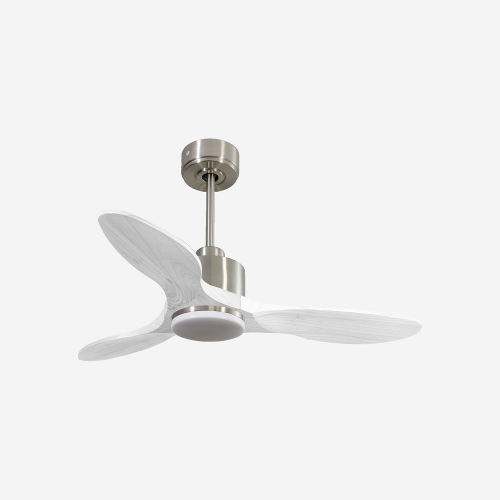 Ventilatore da soffitto Reversibile Termostato Dimmabile Wifi Motore CC Tetti inclinati Telecomando Luce a tre toni Hypersilence Memoria Shopify Vendible (AUTOMATICO)