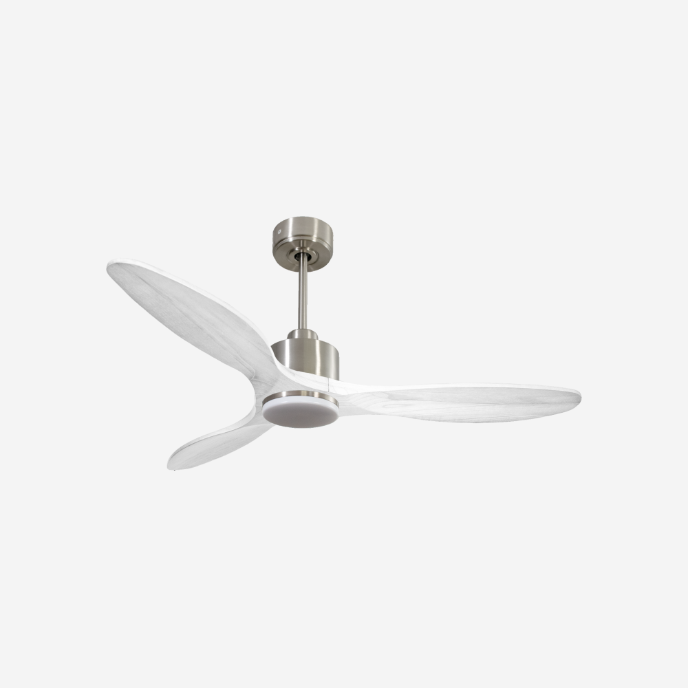Ventilatore da soffitto Reversibile Termostato Dimmabile Wifi Motore CC Tetti inclinati Telecomando Luce a tre toni Hypersilence Memoria Shopify Vendible (AUTOMATICO)
