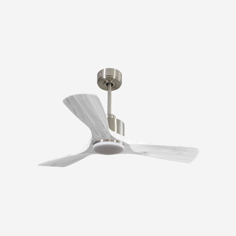 Ventilatore da soffitto Reversibile Termostato Dimmabile Wifi Motore CC Tetti inclinati Telecomando Luce a tre toni Hypersilence Memoria Shopify Vendible (AUTOMATICO)