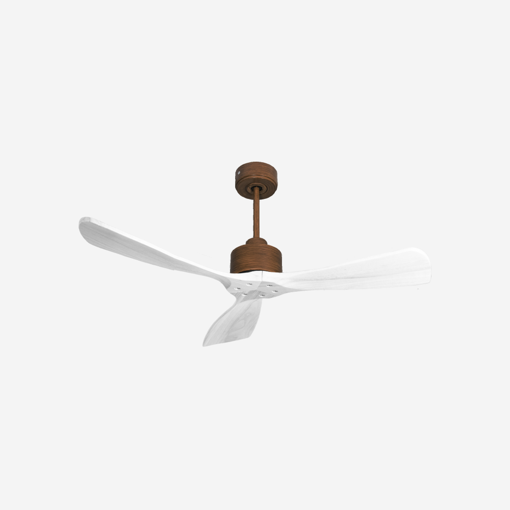 Ventilatore da soffitto Reversibile Termostato Wifi Motore CC Tetti inclinati Telecomando Hypersilence Memoria FullWood Shopify Vendible (AUTOMATICO)