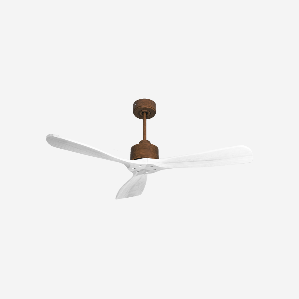 Ventilatore da soffitto Reversibile Termostato Wifi Motore CC Tetti inclinati Telecomando Hypersilence Memoria FullWood Shopify Vendible (AUTOMATICO)