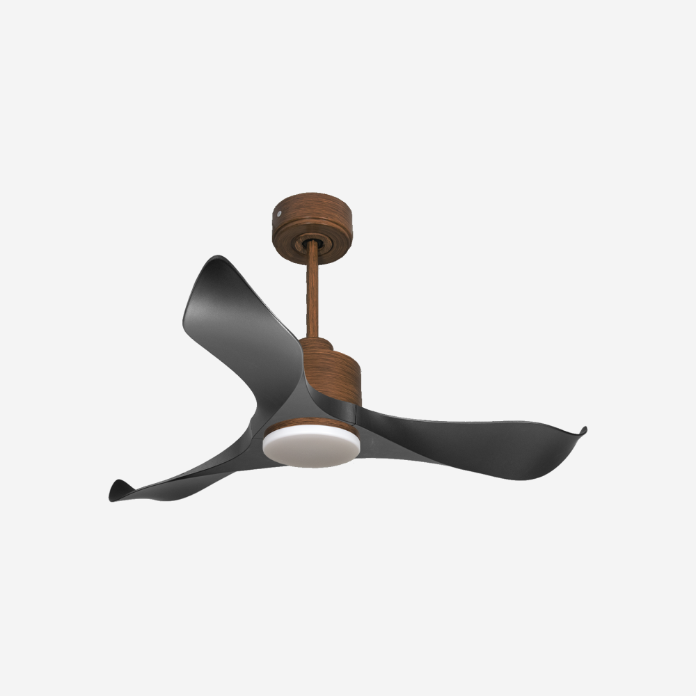 Ventilatore da soffitto Reversibile Termostato Dimmabile Wifi Motore CC Tetti inclinati Telecomando Luce a tre toni Adattatore 2/3 lame Hypersilence Memoria