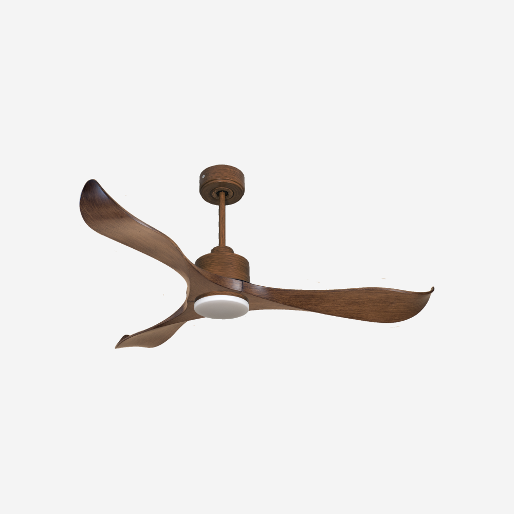 Ventilatore da soffitto Reversibile Termostato Dimmabile Wifi Motore CC Tetti inclinati Telecomando Luce a tre toni Adattatore 2/3 lame Hypersilence Memoria